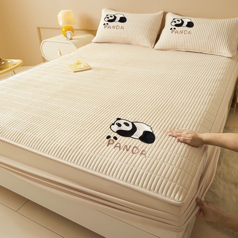 2024保素色大豆夹棉床笠三件套单床笠床垫防尘款护罩褥子可水机洗,床上用品,床裙,淘宝优惠券,粉丝福利购,淘宝优惠卷