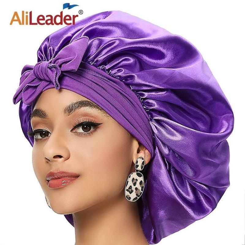 Satin Bonnets Silk Satin Bonnet Cap Night Sleep Hat Hair Bo