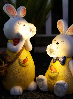 庭院太阳能兔子装饰摆件户外花园阳台灯造景布置别墅草坪艺术动物