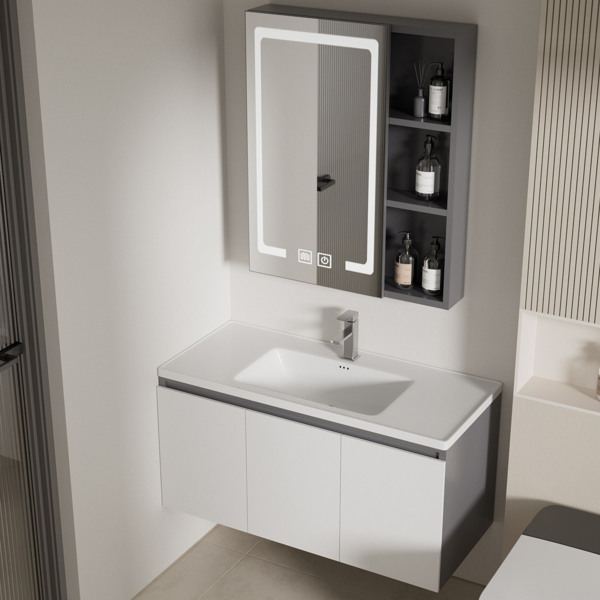 蜂窝铝板浴室柜组合小户型极窄洗脸盆窄边大肚盆洗手洗漱台阳台柜