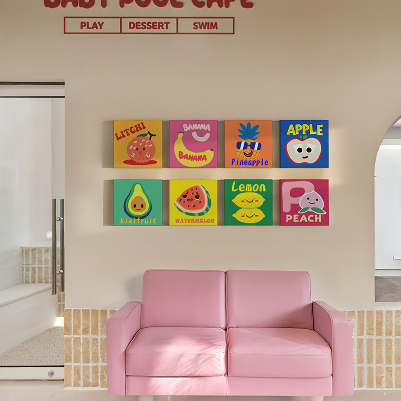 可爱趣味水果多巴胺组合玄关装饰画儿童房卧室床头挂画沙发墙画图片