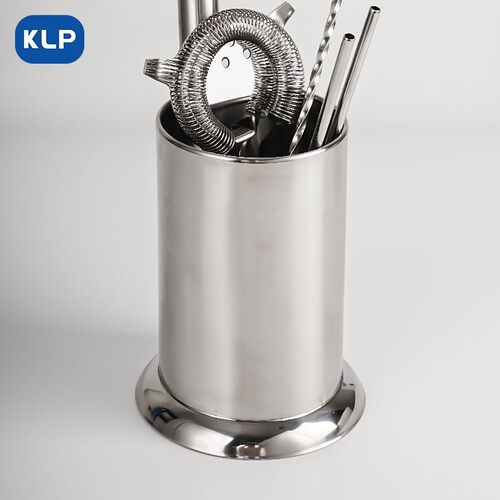 KLP加厚型不锈钢吧台调酒工具收纳筒多功能吧勺收纳筒酒具吸管筒