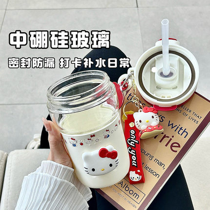 双饮玻璃水杯女生高颜值2025新款学生便携随行杯防烫办公室咖啡杯