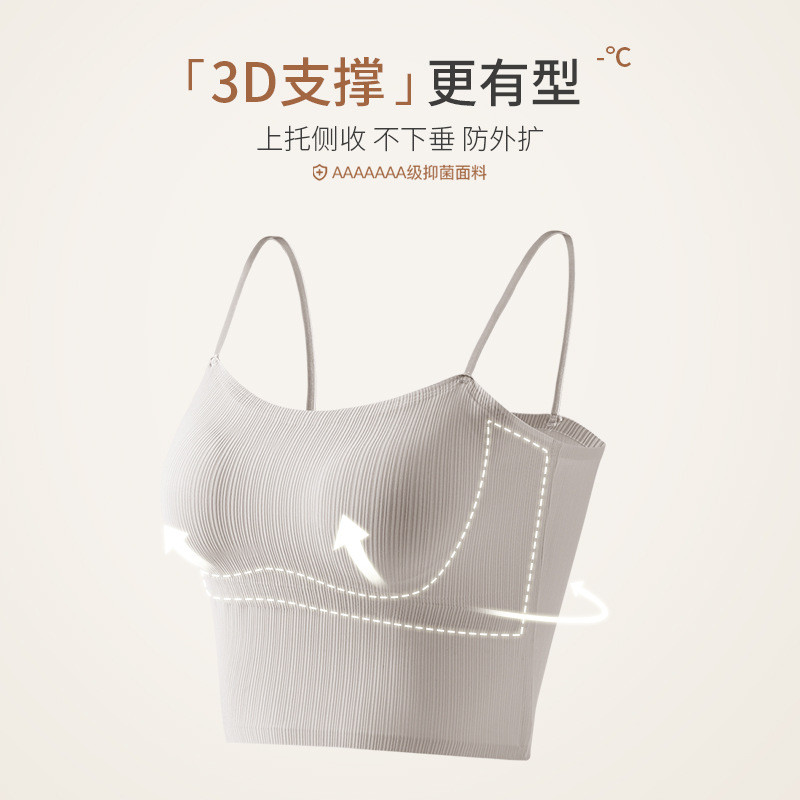 无痕美背吊带背心女内搭带胸垫文胸一体式抹胸内衣夏薄款打底外穿