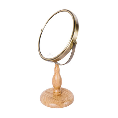 橡木手柄双面化妆镜北欧创意简约桌面梳妆镜便携式小号网红美容镜