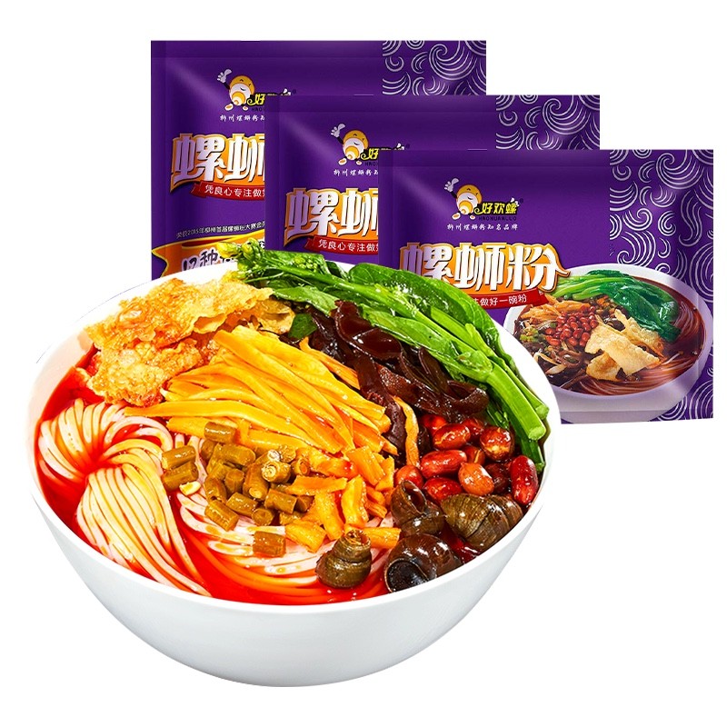 速发好欢螺螺蛳粉加辣加柳州400g正宗臭特产螺丝粉网红速食商超同