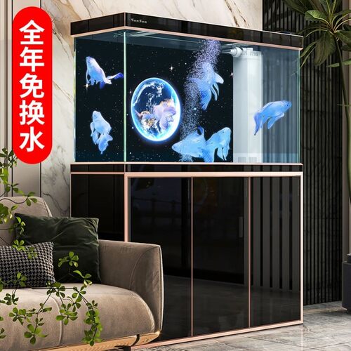 盛莱鱼缸客厅大型生态落地家用2024新款玄关智能隔断底滤水族厂家