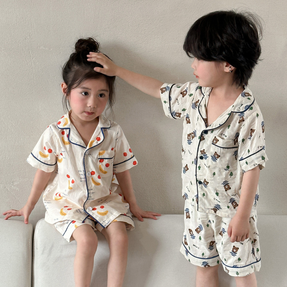 儿童睡衣夏季薄款女童纯棉全宝宝2025新款小孩男童短袖家居服套装