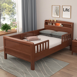 全实木老人床带护栏扶手老式高脚硬板床1米1.2养老院老年人单人床