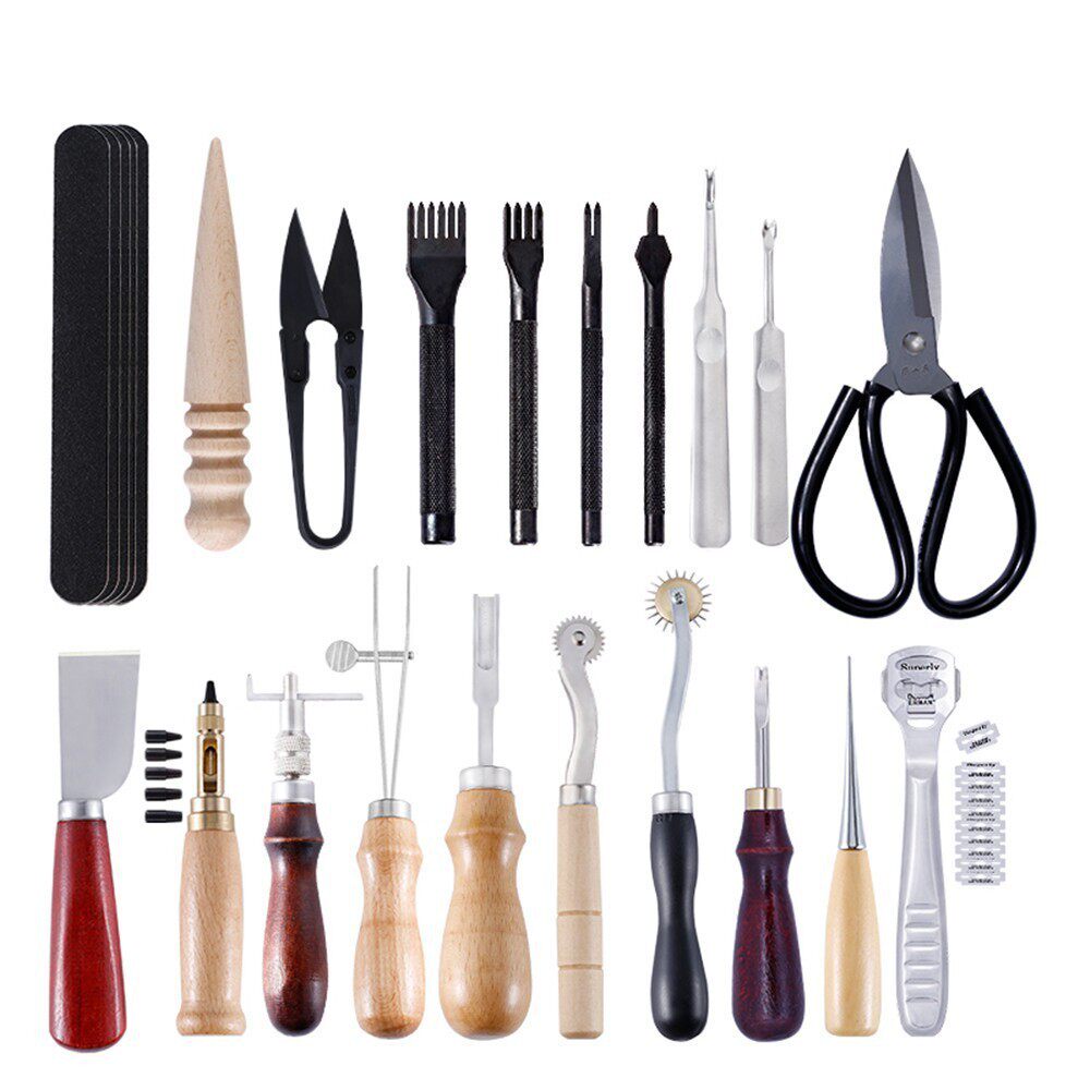 手工皮具套装19件套 皮革艺工具 菱斩皮皮具工具 diy皮革工艺套餐