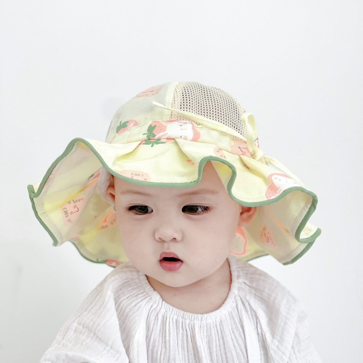 婴儿帽子宝宝遮阳帽女童渔夫帽夏季薄款大帽檐春夏天防晒太阳帽