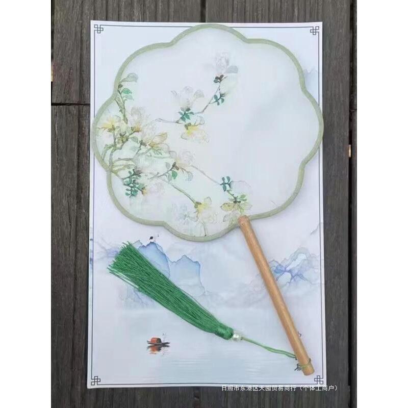 DT古风团扇古儿童舞蹈扇圆扇旗袍走秀宫复扇中国风扇子演出汉服