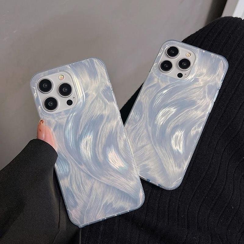 新款镭射羽纱苹果16promax手机壳适用iphone15/14亚克力保护套