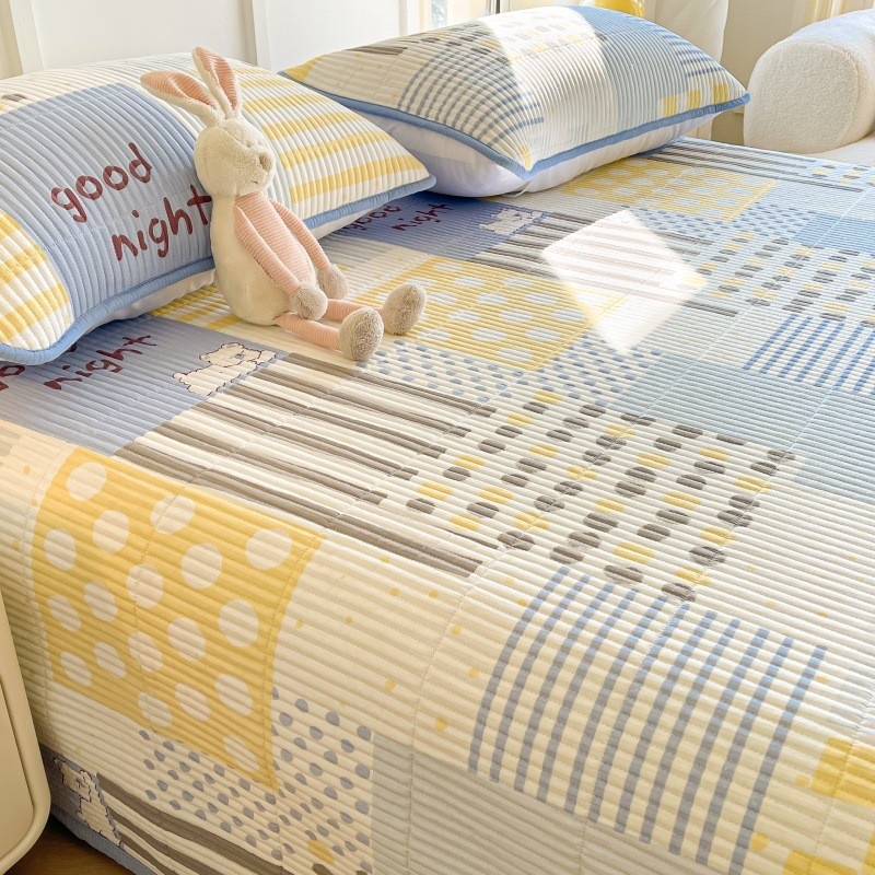 A类泡泡棉床盖三件套公主风榻榻米加厚床单单件床罩双面四季通用