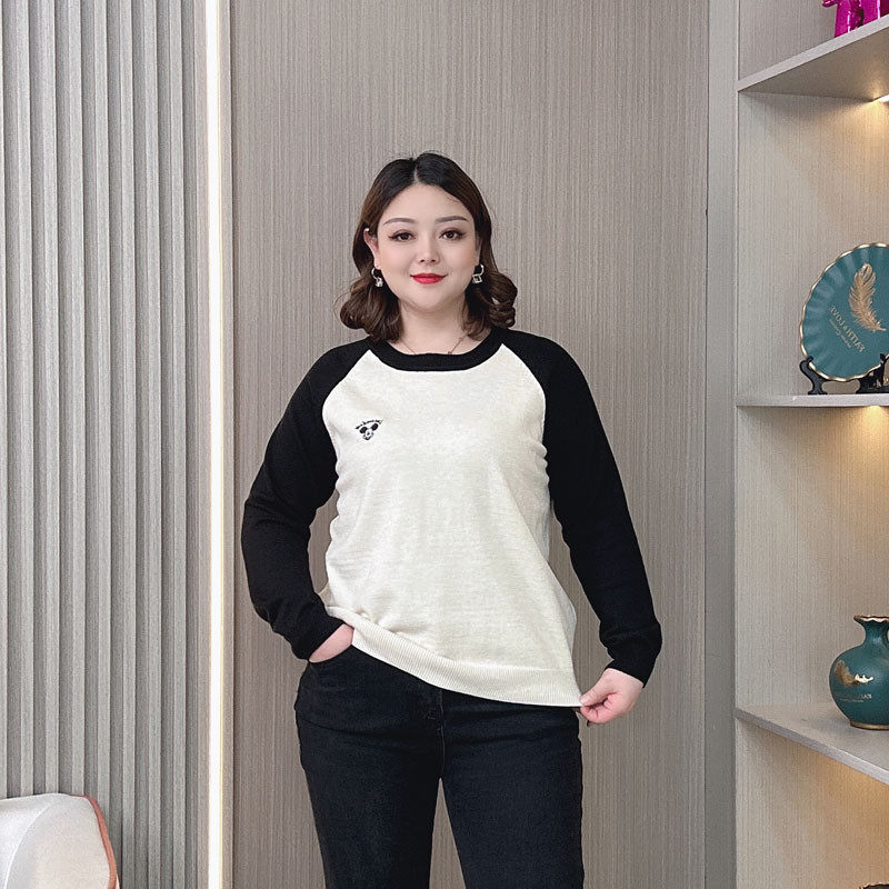 大码2024新款胖mm宽松显瘦时尚百搭刺绣圆领套头衫女毛衣,女装/女士精品,大码内搭,淘宝优惠券,粉丝福利购,淘宝优惠卷