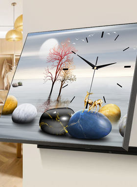 电表箱装饰画免打孔带钟表遮挡箱电闸箱挂画总开关挂画2025新款