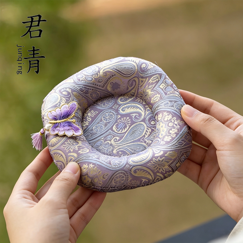 布艺壶承紫甜甜圈精致茶杯垫子办公室杯垫布艺茶壶垫盖碗底垫