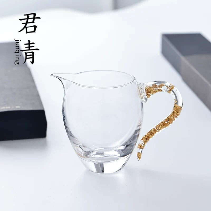 金箔把公道杯水晶玻璃公道杯分享器分茶器玻璃公道杯300CC
