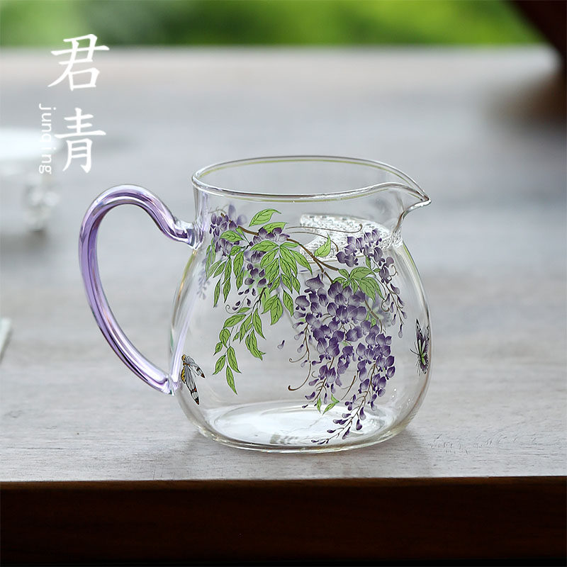 君青耐热玻璃公道杯蝴蝶茶壶