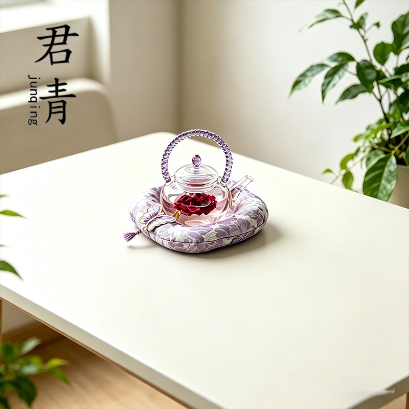布艺壶承紫甜甜圈杯垫精致茶杯垫子办公室杯垫布艺茶壶垫盖碗底垫