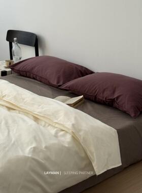 Layman外行 秋冬加厚贡缎长绒棉磨毛四件套100支超柔混搭保暖被套