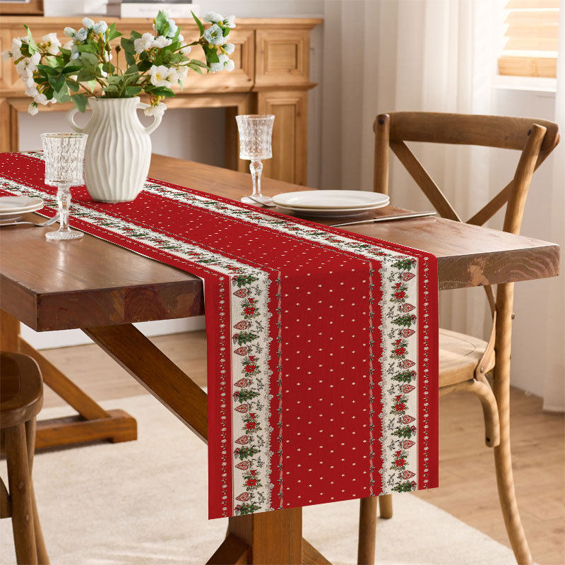 跨境圣诞节桌旗棉麻风节日氛围感家居派对厨房餐桌装饰布桌布餐垫,居家布艺,桌旗,淘宝优惠券,粉丝福利购,淘宝优惠卷