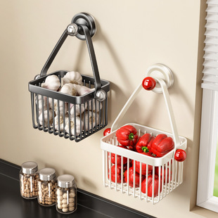 天地鱼吸盘葱姜蒜收纳盒厨房置物架放葱姜蒜收纳神器挂篮生姜大蒜