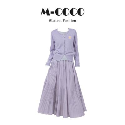 parkyeon 法式温柔穿搭针织开衫半身裙春季新款收腰时尚减龄套装