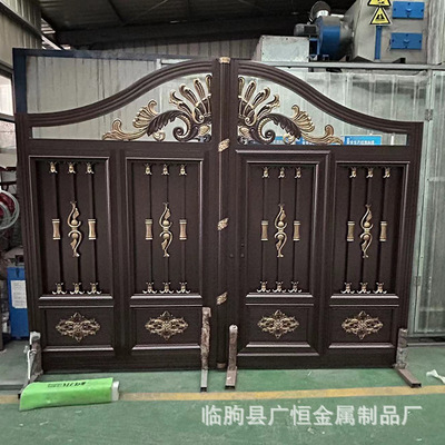 农村自建别墅庭院大门 铝合金平开庭院门 乡村庭院入户铝艺庭院门