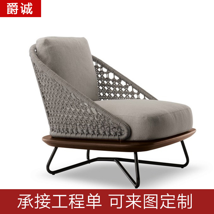工厂编织绳沙发户外菠萝格麻绳组合室内外酒店别墅北欧户外沙发