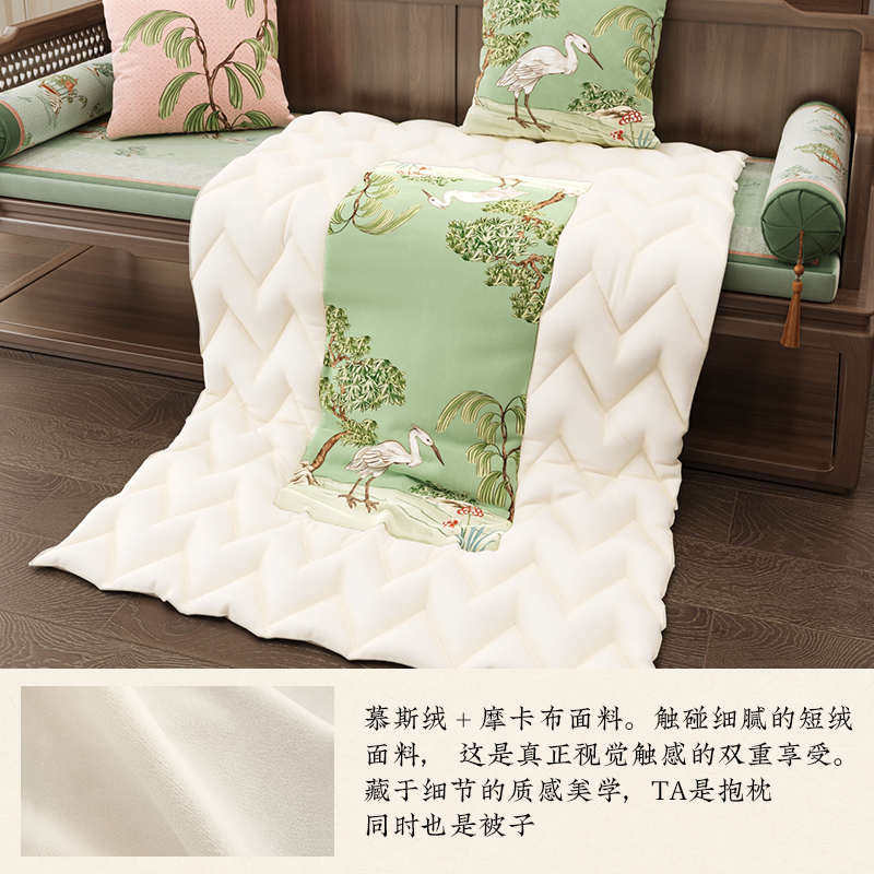 冉忆抱枕被二合一两用新中式客厅沙发办公室车载午睡毯子椿山居,居家布艺,抱枕被,淘宝优惠券,粉丝福利购,淘宝优惠卷