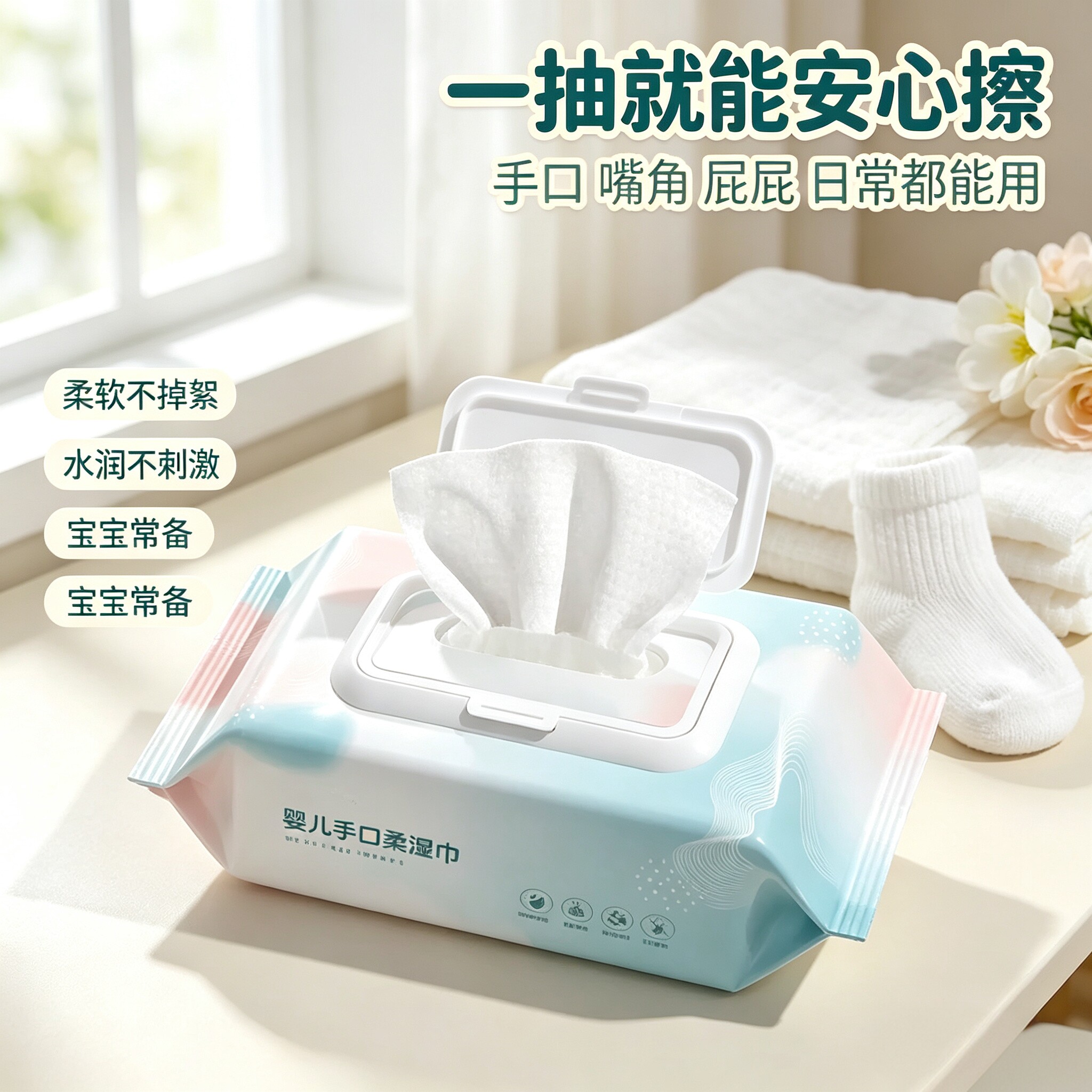 安全亲肤婴儿手口屁厕湿巾大包