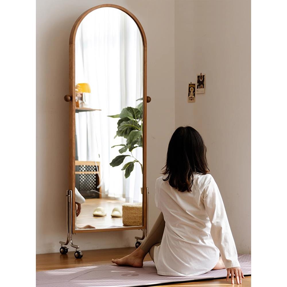 中古书报架实木可移动全身镜落地杂志架镜置地置物架简约卧室家用