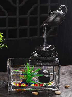 悬壶循环流水摆件配件搭配玻璃小鱼缸喷泉加湿器客厅办公室桌面