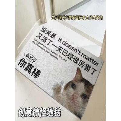 家用搞笑可爱活着回来就行入户门地垫丝圈进门大门口地毯门垫脚垫