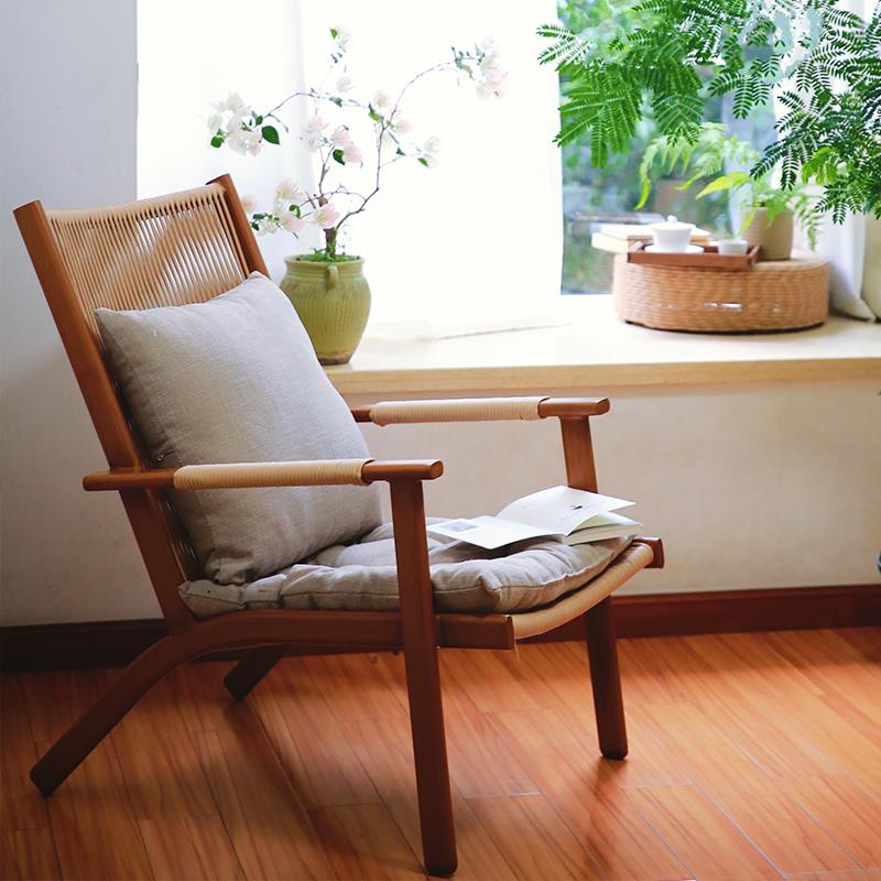 躺椅阳台休闲椅子庭院花园午休沙发椅新中式喝茶桌椅藤椅户外桌椅