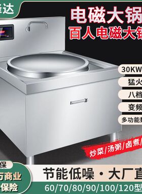 商用电磁炉大锅灶20KW厨房大炒炉30KW大功率凹面食堂工地爆炒电磁