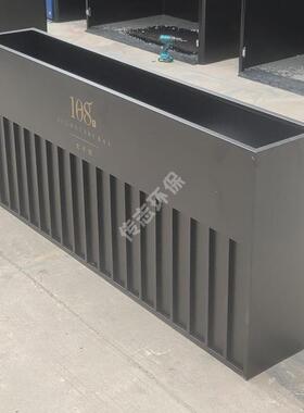 室外方形冷轧钢板黑色喷涂喷塑花箱物业小区落地式金属花槽园艺花