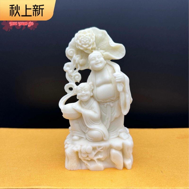 象牙果合二仙童子摆件中式合和仙童佛像家居客厅卧室婚房结婚礼物图片