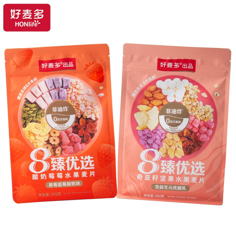 好麦多8臻优选奇亚籽坚果水果麦片202g酸奶燕麦片营养早餐代餐吃