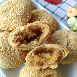 黄潭酥饼湖北天门特产手工芝麻饼传统小吃黄谭饼子喜饼1斤红糖饼