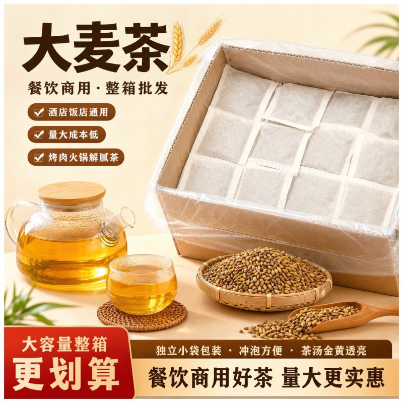 饭店商用大麦茶袋泡茶独立小袋茶茶包浓香型酒店餐饮招待整箱批发