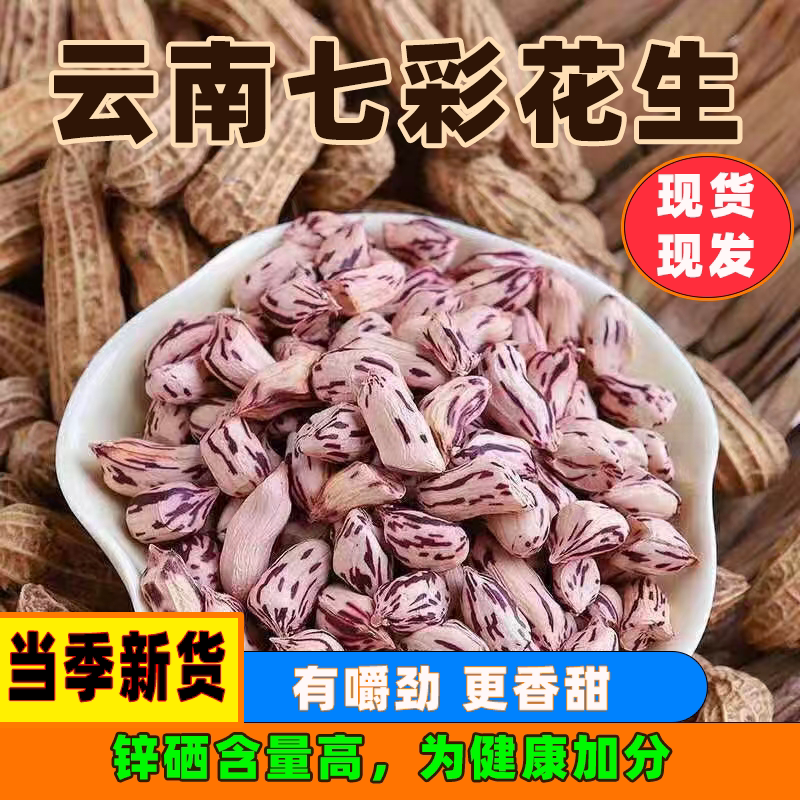 云南七彩花生特产水果花生炒制香酥脆炒货带皮炒熟花生零食批发