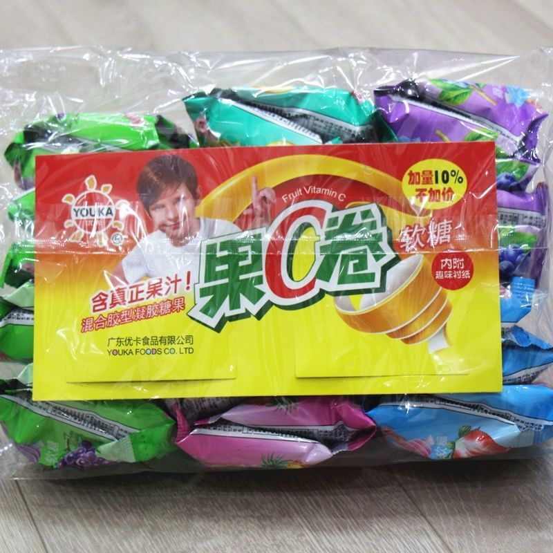 优卡果c卷软糖卷果汁软糖混合口味儿童糖果一整箱怀旧零食水果味