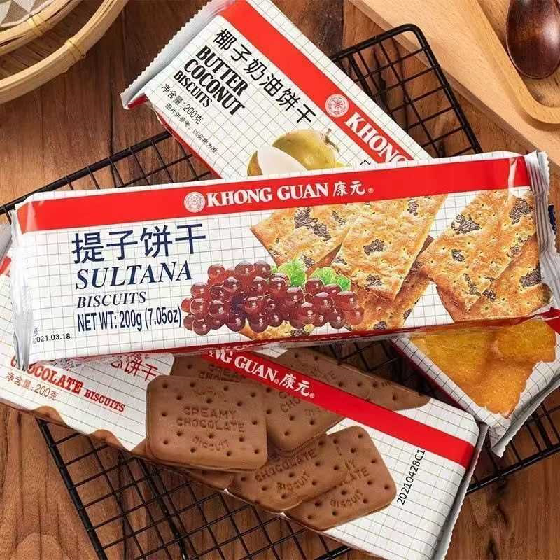 饼干提子味饼干朱古力奶油200g早餐网红零食夹心葡萄一整箱
