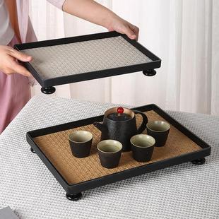 轻奢茶杯托盘高级感玄关钥匙首饰收纳摆件卧室家用置物盘高脚茶盘
