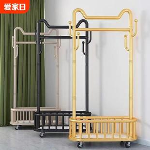 衣帽架可移动带轮家用客厅轻奢晾衣架子ins风 衣架落地立式
