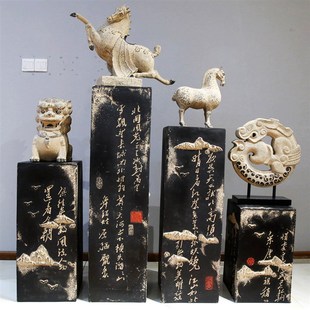 饰品 复古落地仿古石柱客厅玄关家居展示柱展厅摆件底座书法柱子装