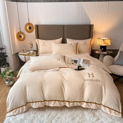 加厚牛奶珊瑚绒四件套冬天双面法兰绒被套冬季加绒床单床上三件套