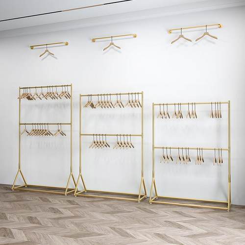 双层可升降调节服装架服装店挂衣架童装店男女装店衣架中岛架